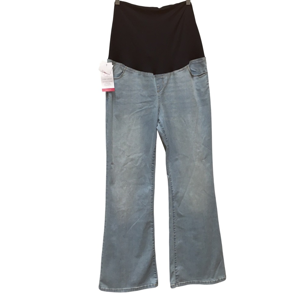 Isabel Maternity Flare Stretch Jeans Women's 12 Light Blue Crossover Panel Boho